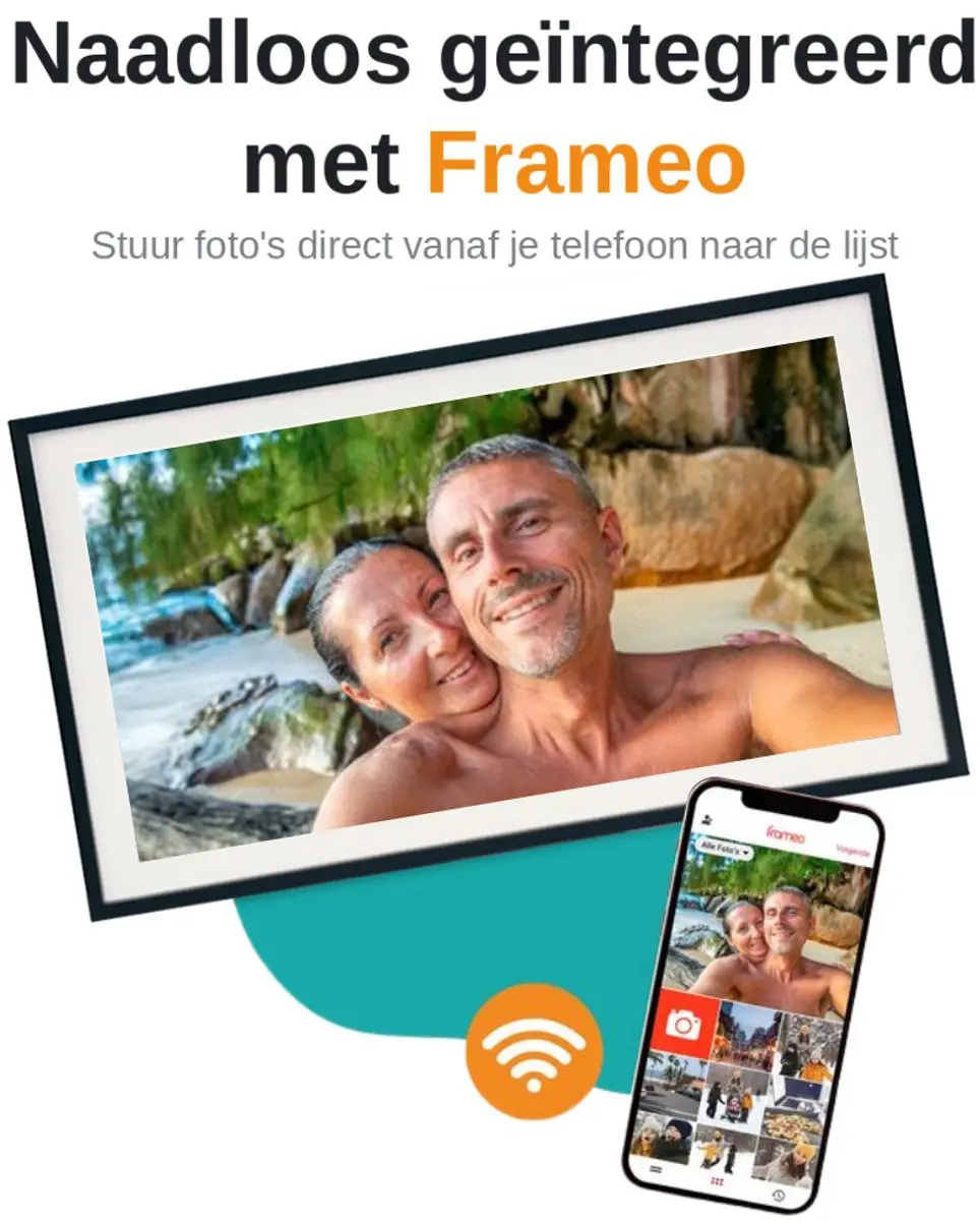 Pora&Co Digitale Fotolijst 15.6 inch Frameo WiFi - Zwart Hout
