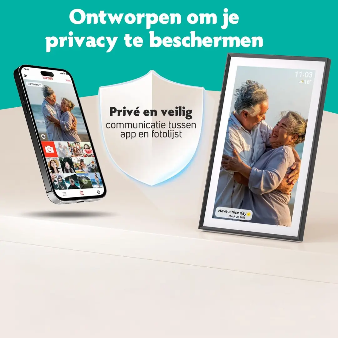 Pora&Co Digitale Fotolijst 15.6 inch Frameo WiFi - Zwart Hout