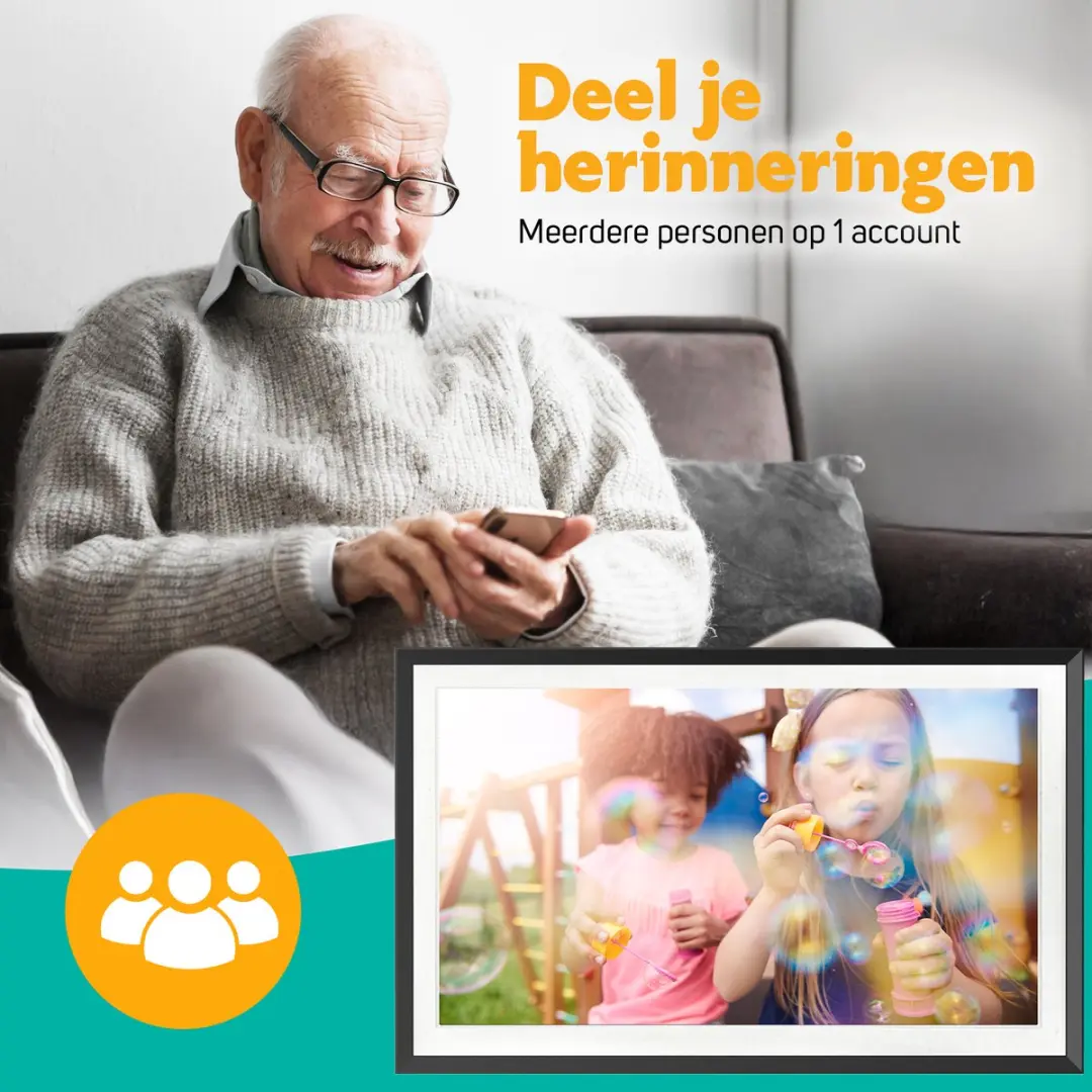 Pora&Co Digitale Fotolijst 15.6 inch Frameo WiFi - Zwart Hout