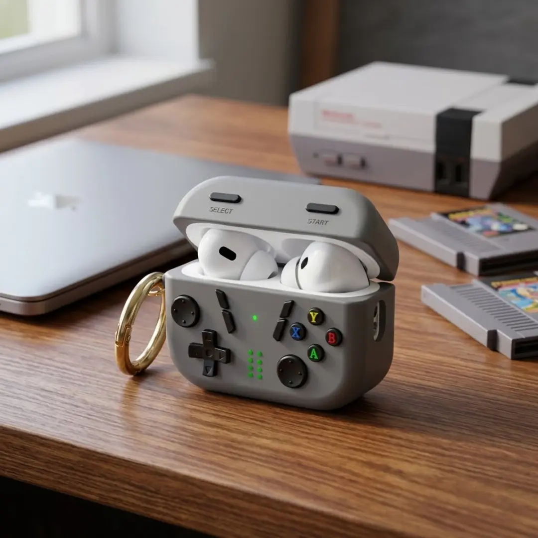 NUVEX AirPods 4 Hoesje - Geavanceerd Grijs - Game Controller Design