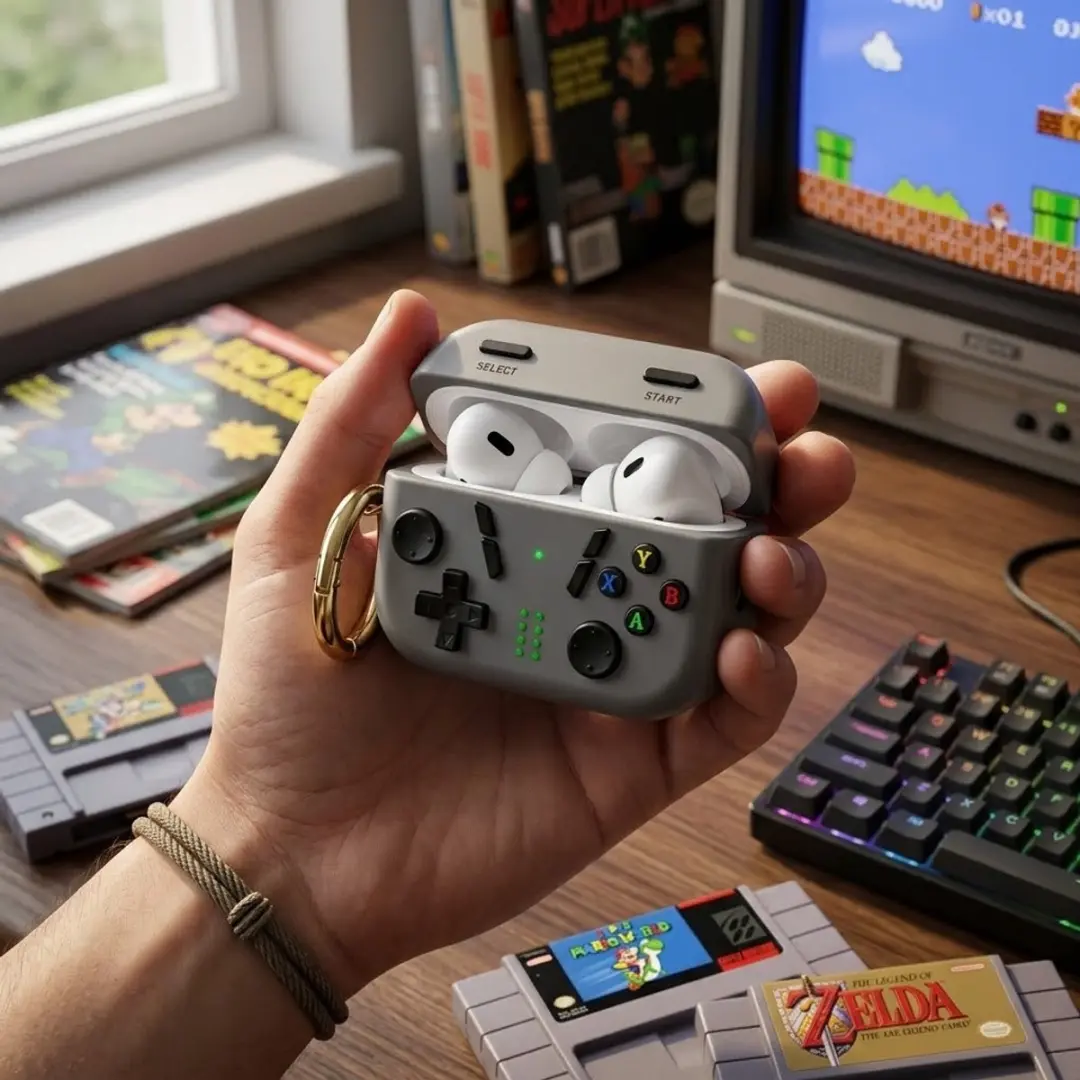 NUVEX AirPods 4 Hoesje - Geavanceerd Grijs - Game Controller Design
