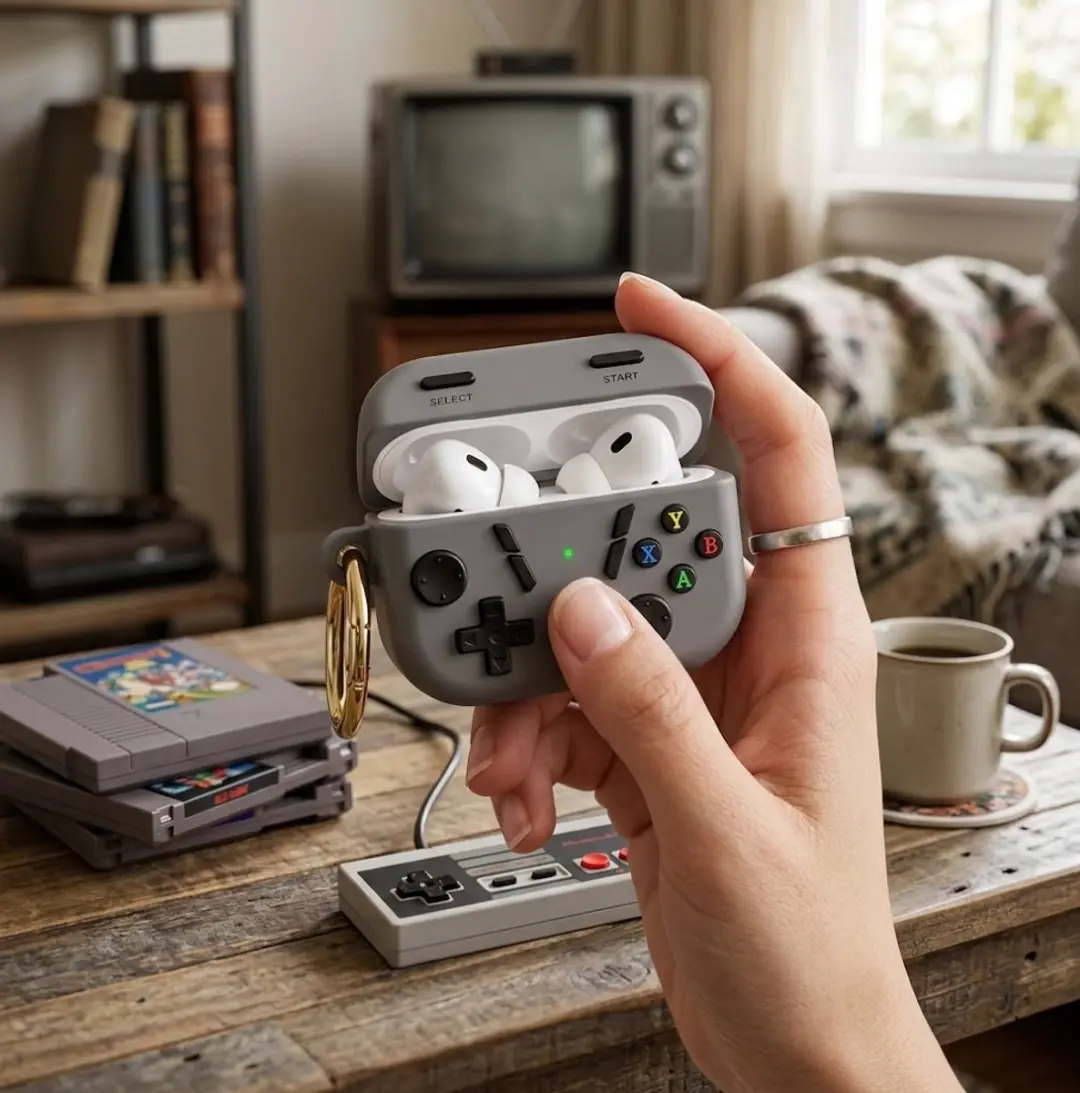 NUVEX AirPods 4 Hoesje - Geavanceerd Grijs - Game Controller Design