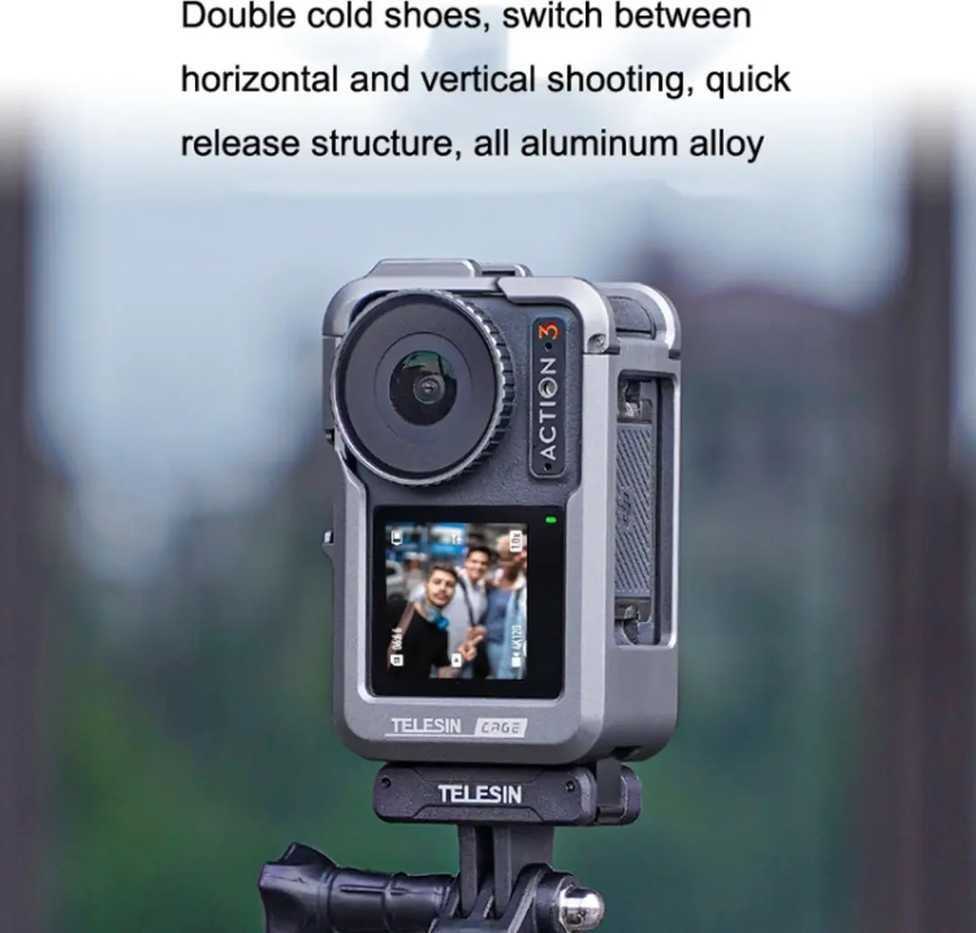 Telesin Cage DJI Osmo Action 3/4 - Metaal Grijs - afbeelding 4 van 6