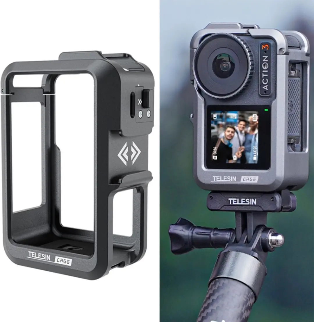 Telesin Cage DJI Osmo Action 3/4 - Metaal Grijs - afbeelding 2 van 6