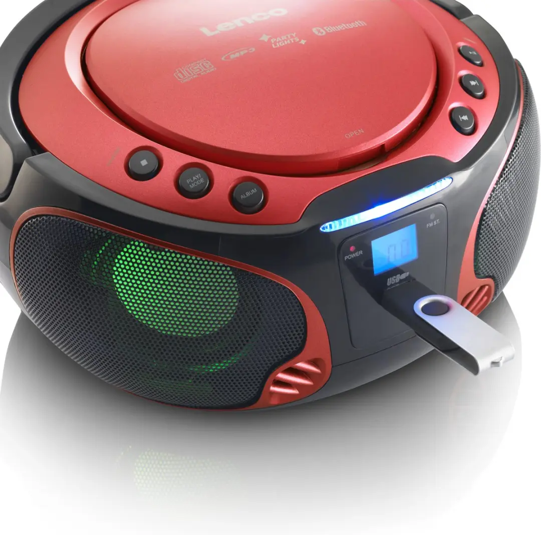 Lenco SCD-550RD Draagbare Radio - Bluetooth - 5W - Rood-Zwart