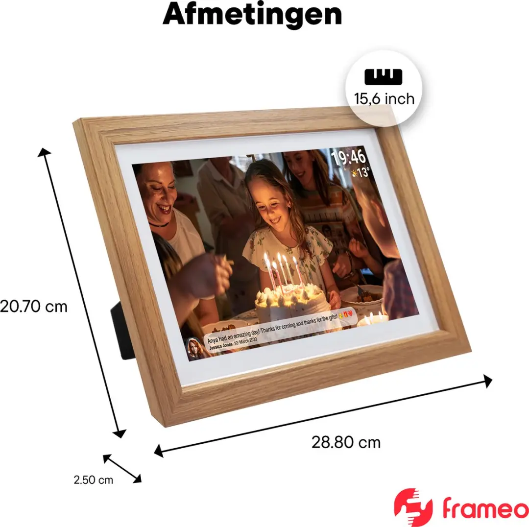 Denver PFF1543LW Digitale Fotolijst 15.6" - Full HD - 16GB - IPS Touchscreen - Light Wood