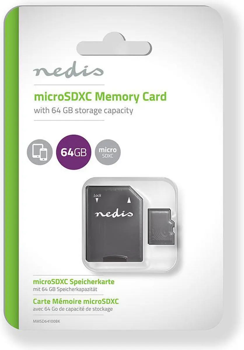 Nedis microSDXC MMSD64100BK 64GB - 100MB/s Lezen