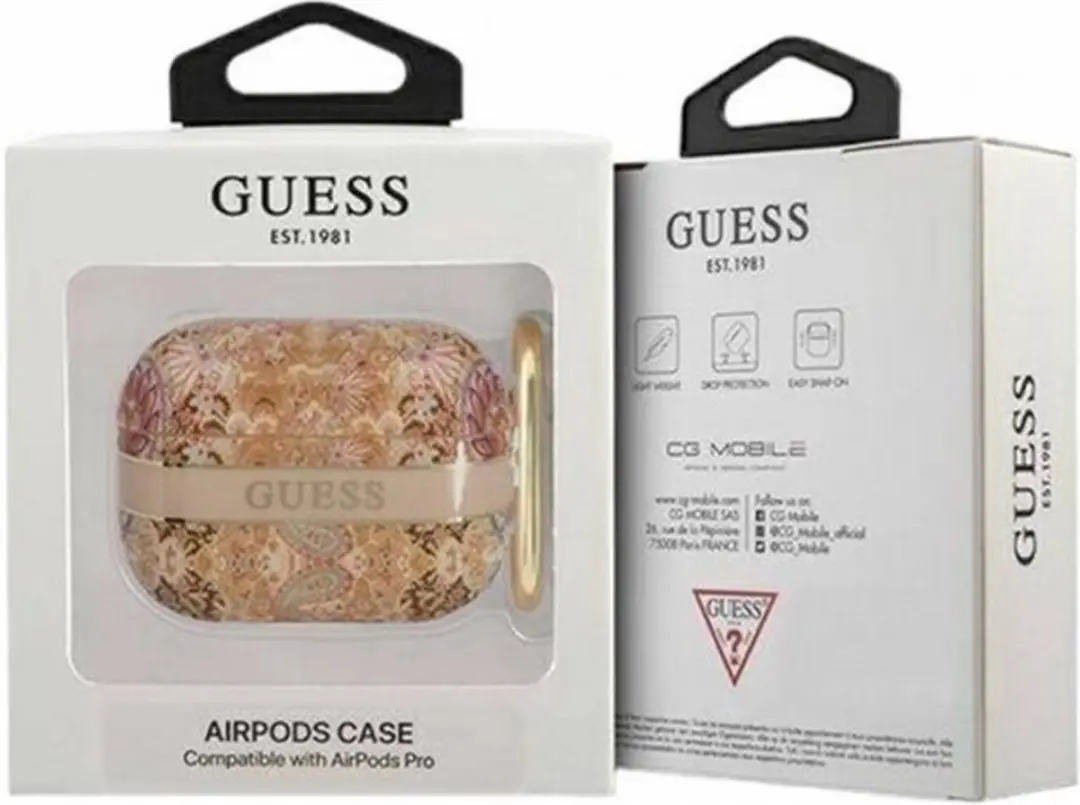 GUESS TPU Flower Print Hoesje - Apple AirPods Pro - Goud