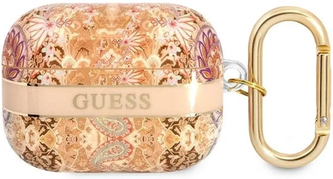 GUESS TPU Flower Print Hoesje - Apple AirPods Pro - Goud