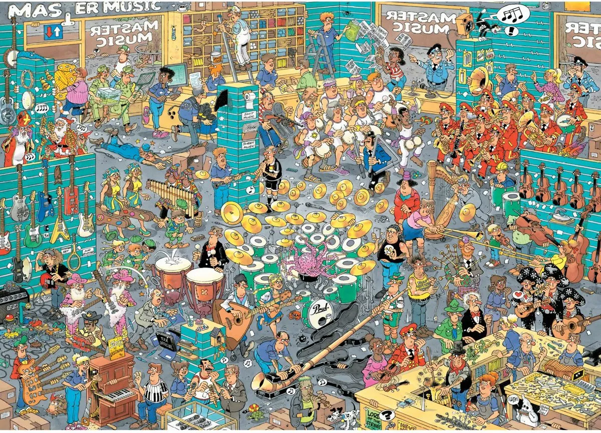 Jan van Haasteren De Muziekwinkel & Vakantiekriebels Puzzel 1000 Stuks - 2 Stuks