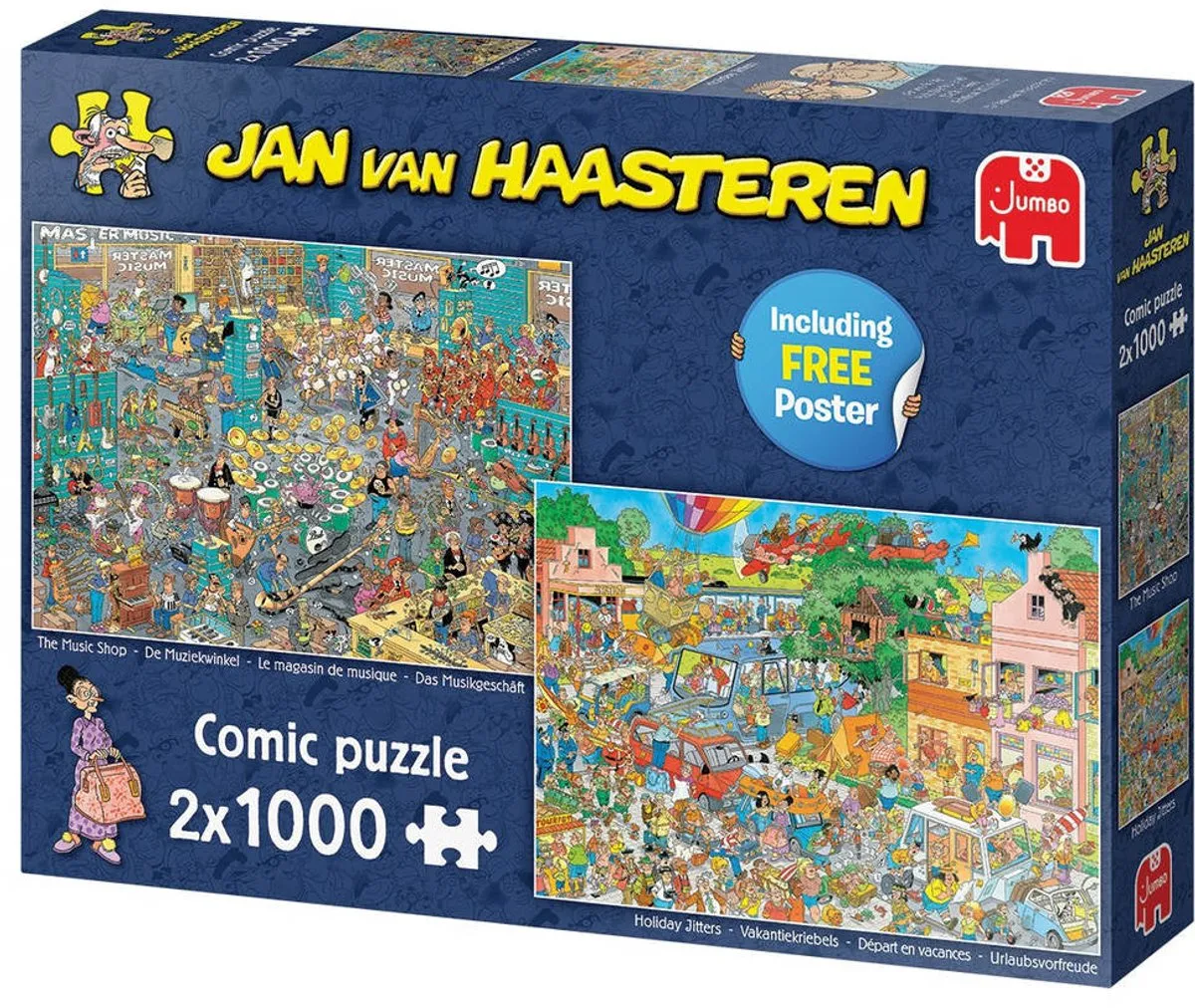 Jan van Haasteren De Muziekwinkel & Vakantiekriebels Puzzel 1000 Stuks - 2 Stuks