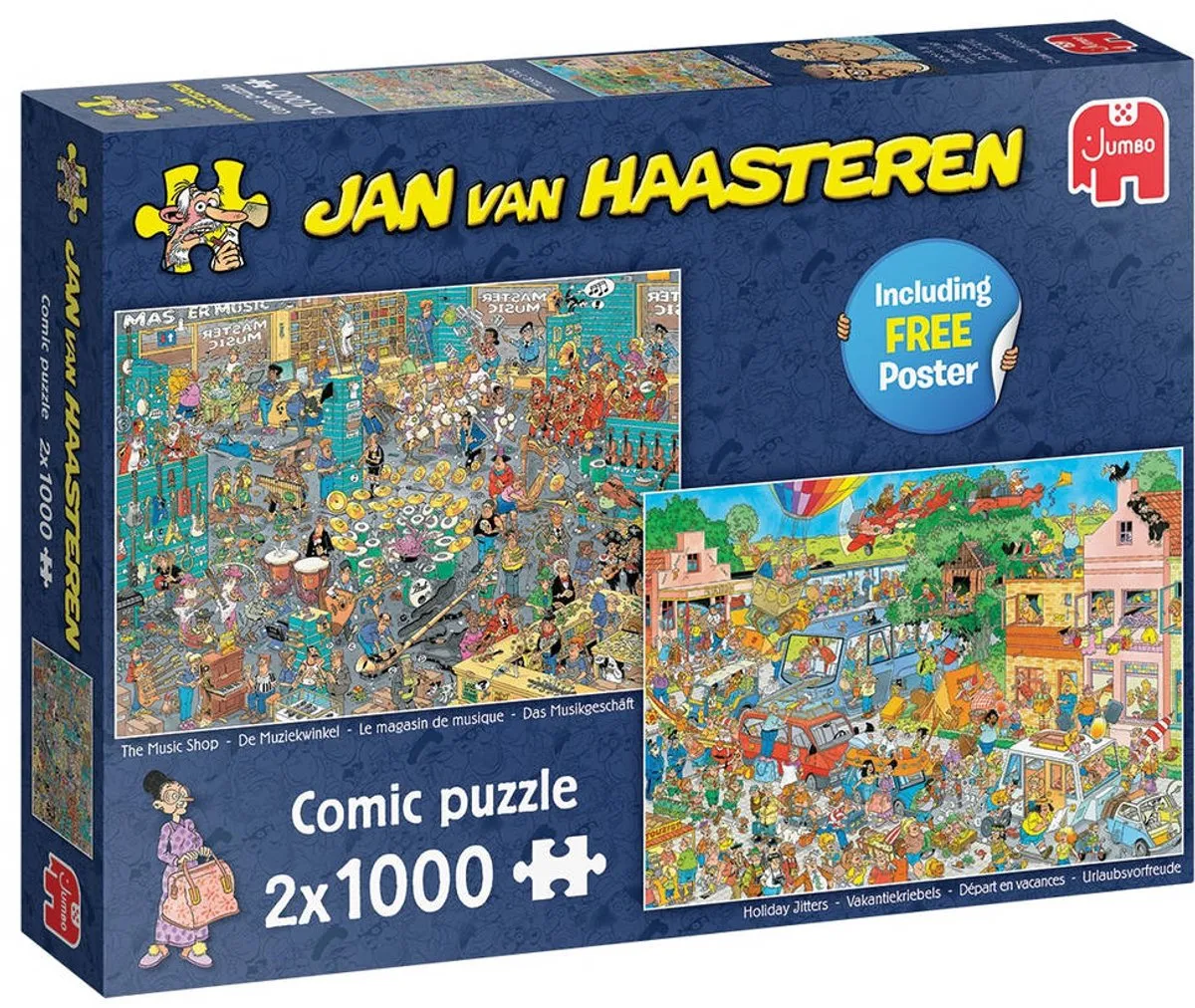 Jan van Haasteren De Muziekwinkel & Vakantiekriebels Puzzel 1000 Stuks - 2 Stuks