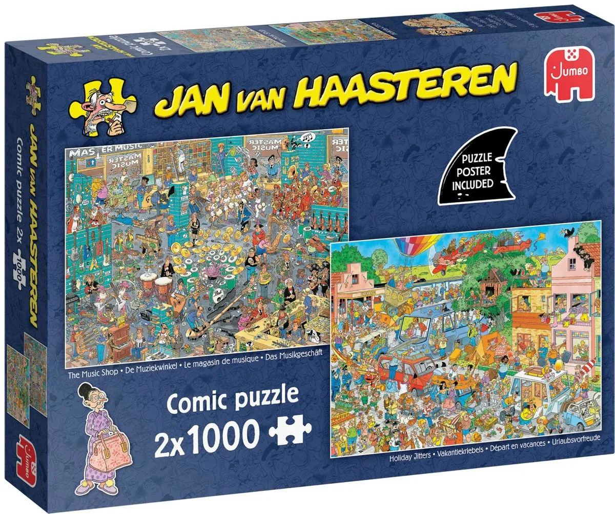 Jan van Haasteren De Muziekwinkel & Vakantiekriebels Puzzel 1000 Stuks - 2 Stuks
