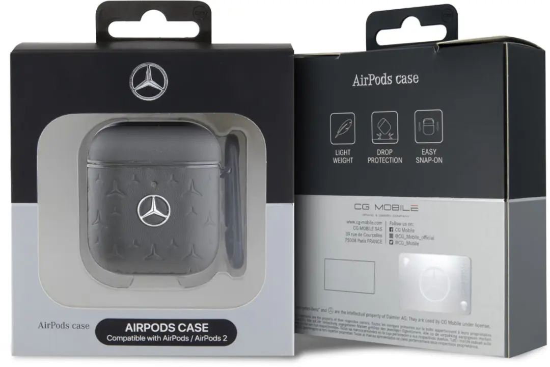Mercedes-Benz AirPods 2 Hoesje - Echt Leder - Black