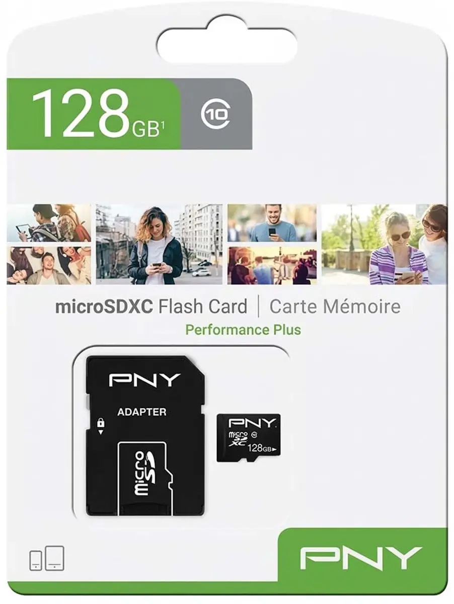 PNY Performance Plus MicroSD 128GB - C10 - met adapter