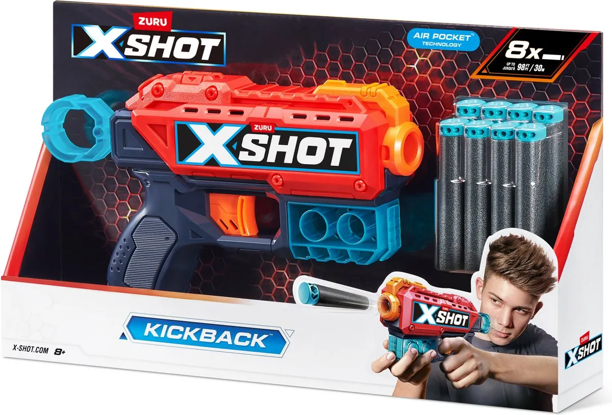 XSHOT Excel Kickback Blaster 36184 - 8 Pijltjes Multicolore