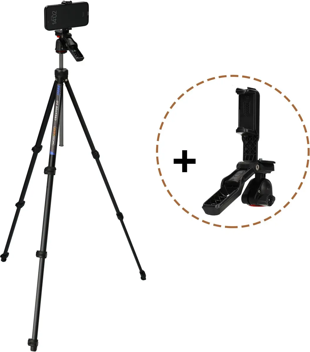 MOJOGEAR Creator GO Video MG-T04-VIDEO Lichtgewicht Reisstatief - 153cm - Zwart