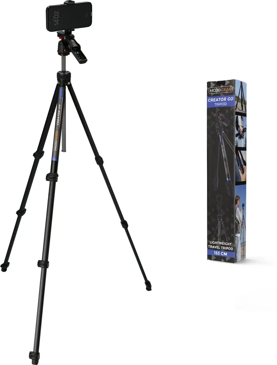 MOJOGEAR Creator GO Video MG-T04-VIDEO Lichtgewicht Reisstatief - 153cm - Zwart