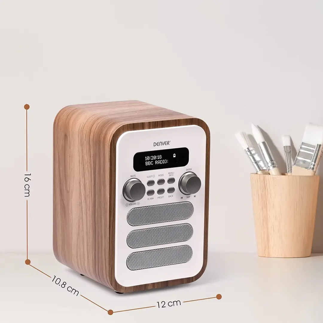 Denver DAB48 Retro Radio - DAB+/FM - Bluetooth - 2,5W - Wit