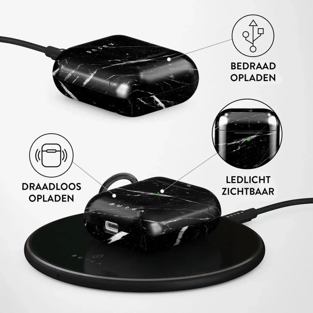 Burga Hoesje Apple AirPods 1 Noir Origin - Zwart