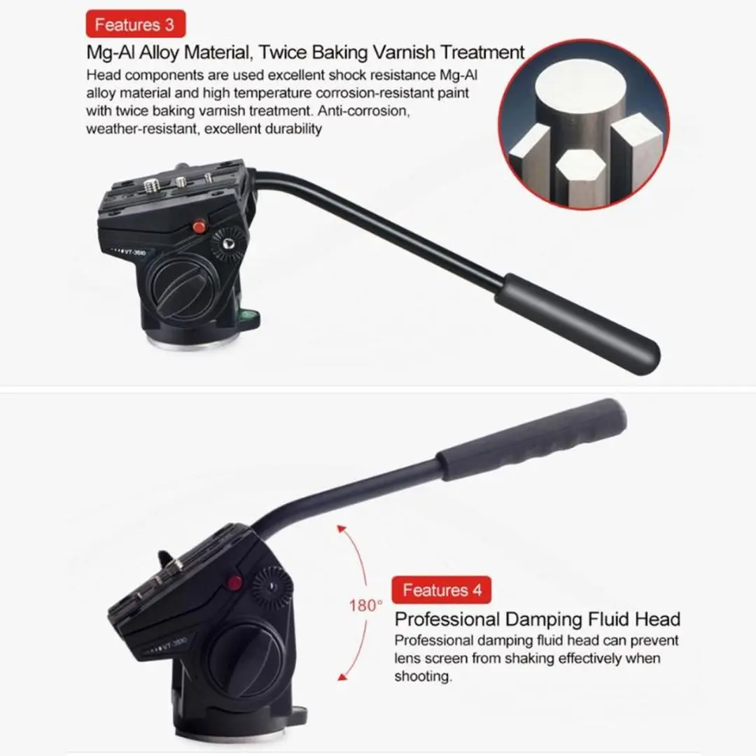 KingJoy VT-3510 Statiefkop - 4kg - Zwart