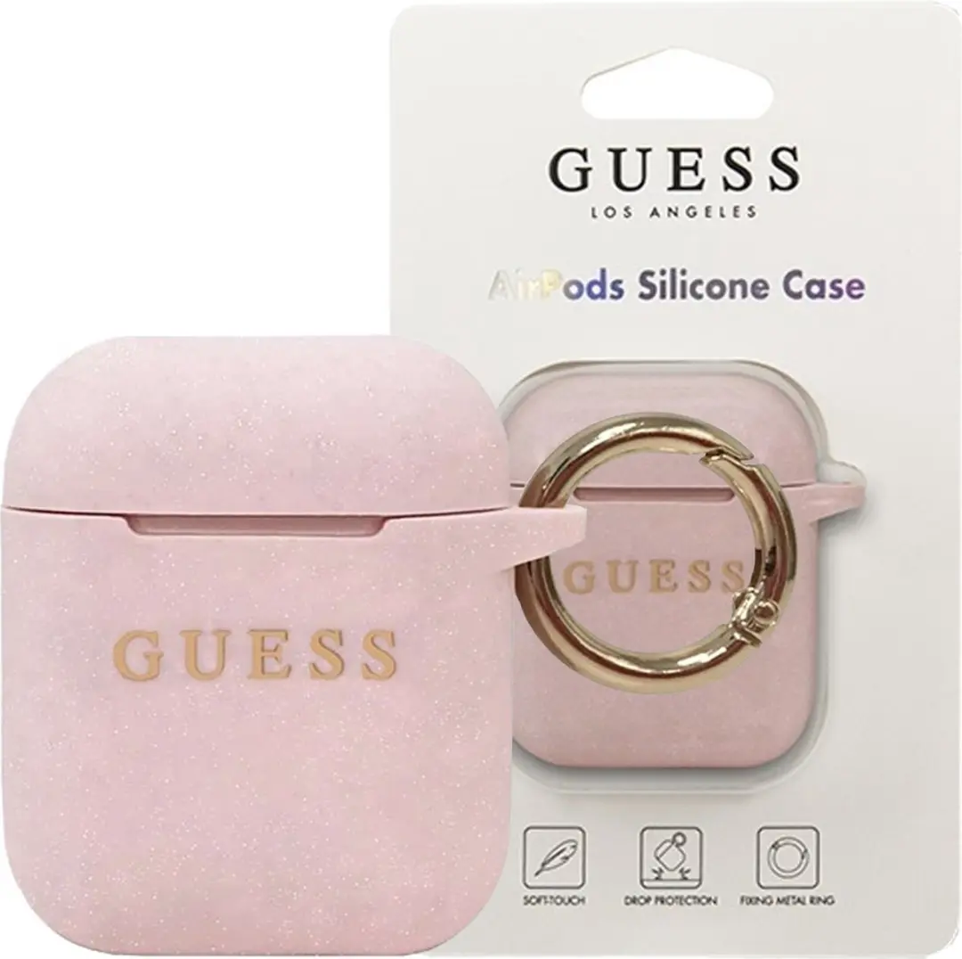 Guess Silicone Case voor Apple Airpods 1 & 2 - Roze
