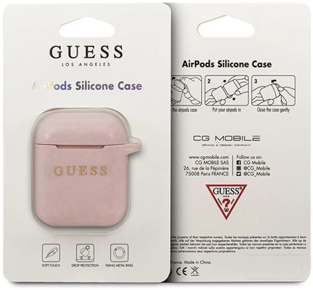 Guess Silicone Case voor Apple Airpods 1 & 2 - Roze