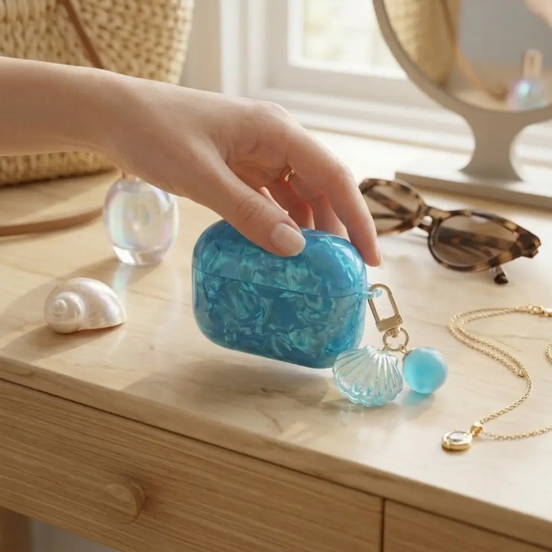 NuveX Hoesje AirPods Pro 2 - Blauw transparant parelmoer