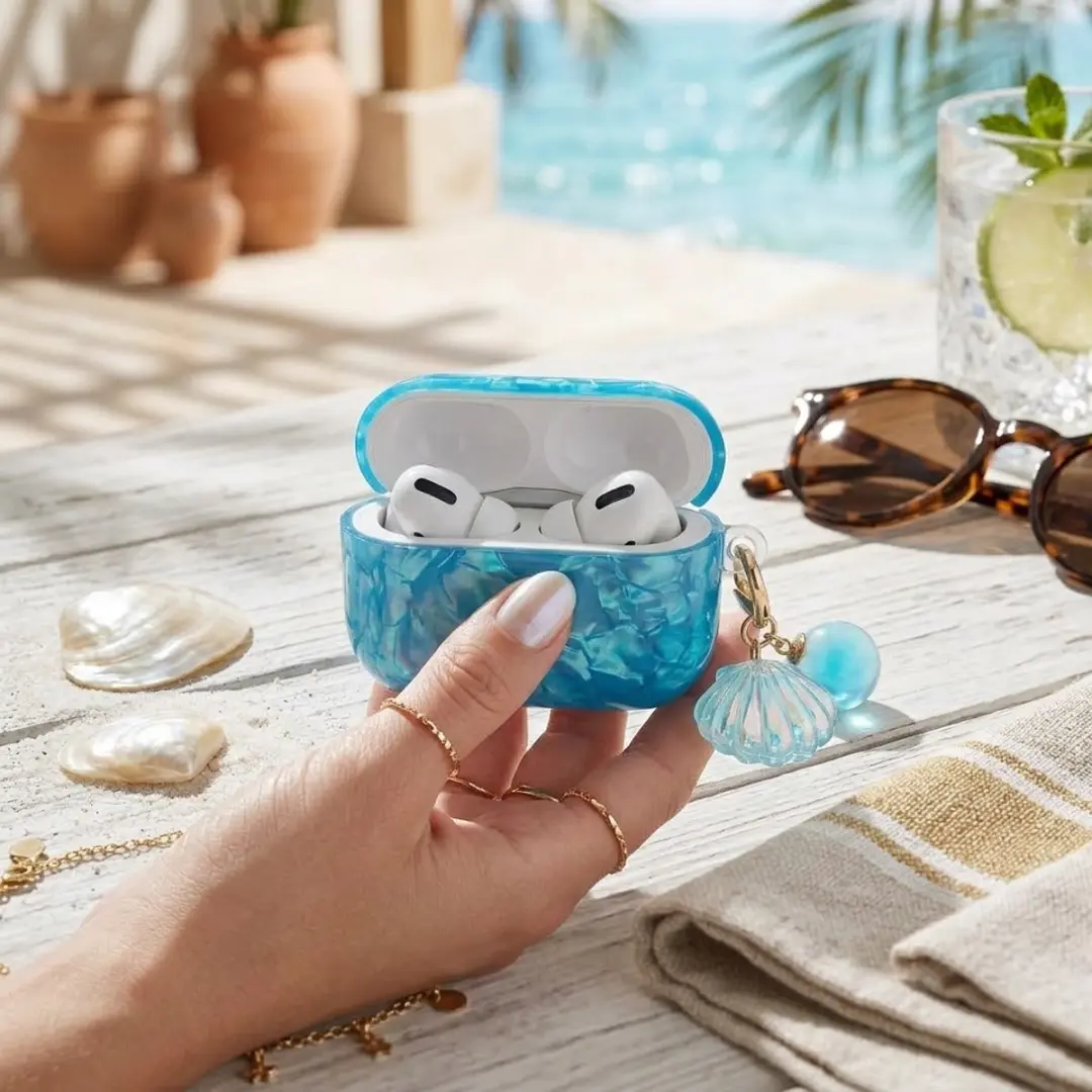 NuveX Hoesje AirPods Pro 2 - Blauw transparant parelmoer