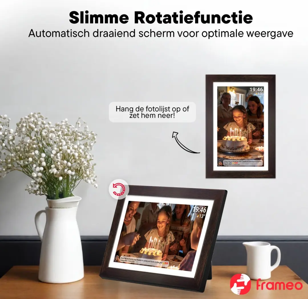Denver Digitale Fotolijst PFF1543DW 15.6" - Full HD - 16GB - IPS Touchscreen - Dark Wood