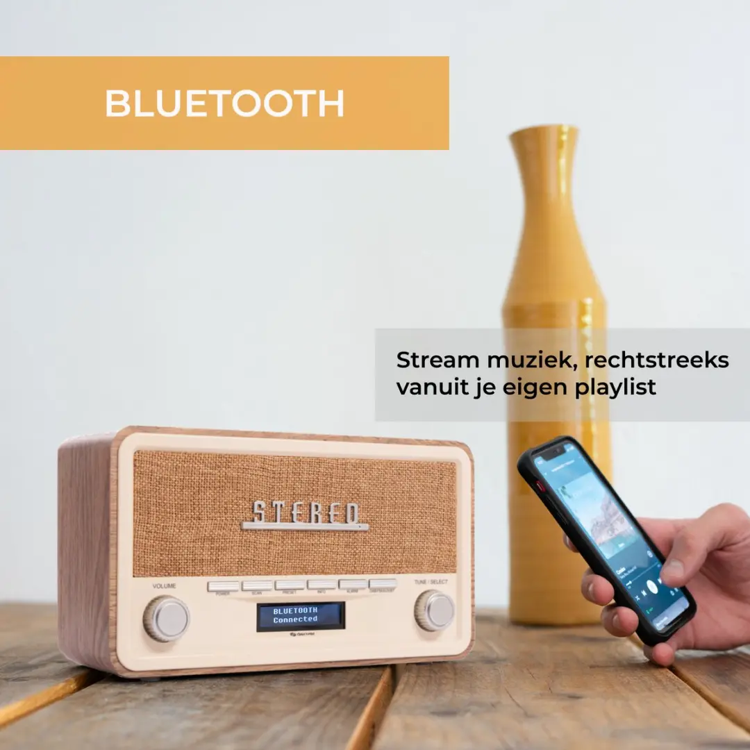 Denver DAB18LW DAB Radio - Lightwood - Bluetooth/DAB+/FM