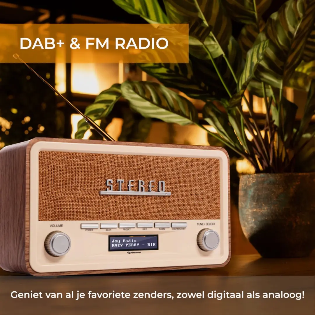 Denver DAB18LW DAB Radio - Lightwood - Bluetooth/DAB+/FM