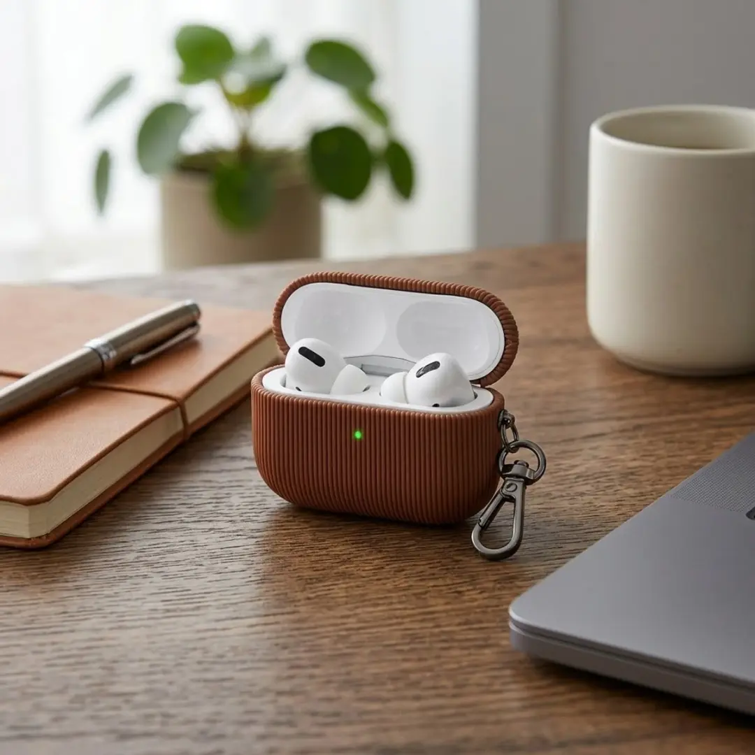 NUVEX Luxe Hoesje AirPods Pro 3 Vertical Stripe - Bruin