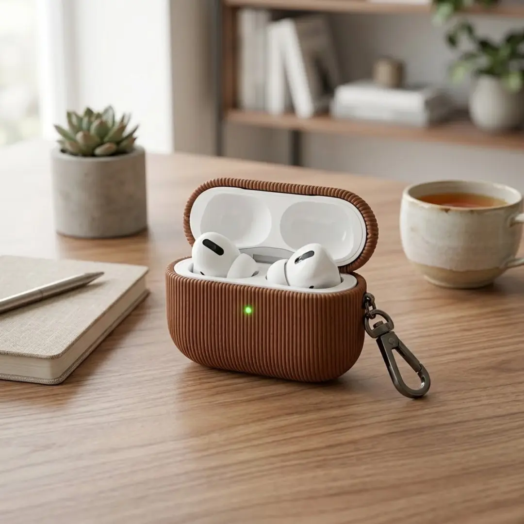 NUVEX Luxe Hoesje AirPods Pro 3 Vertical Stripe - Bruin
