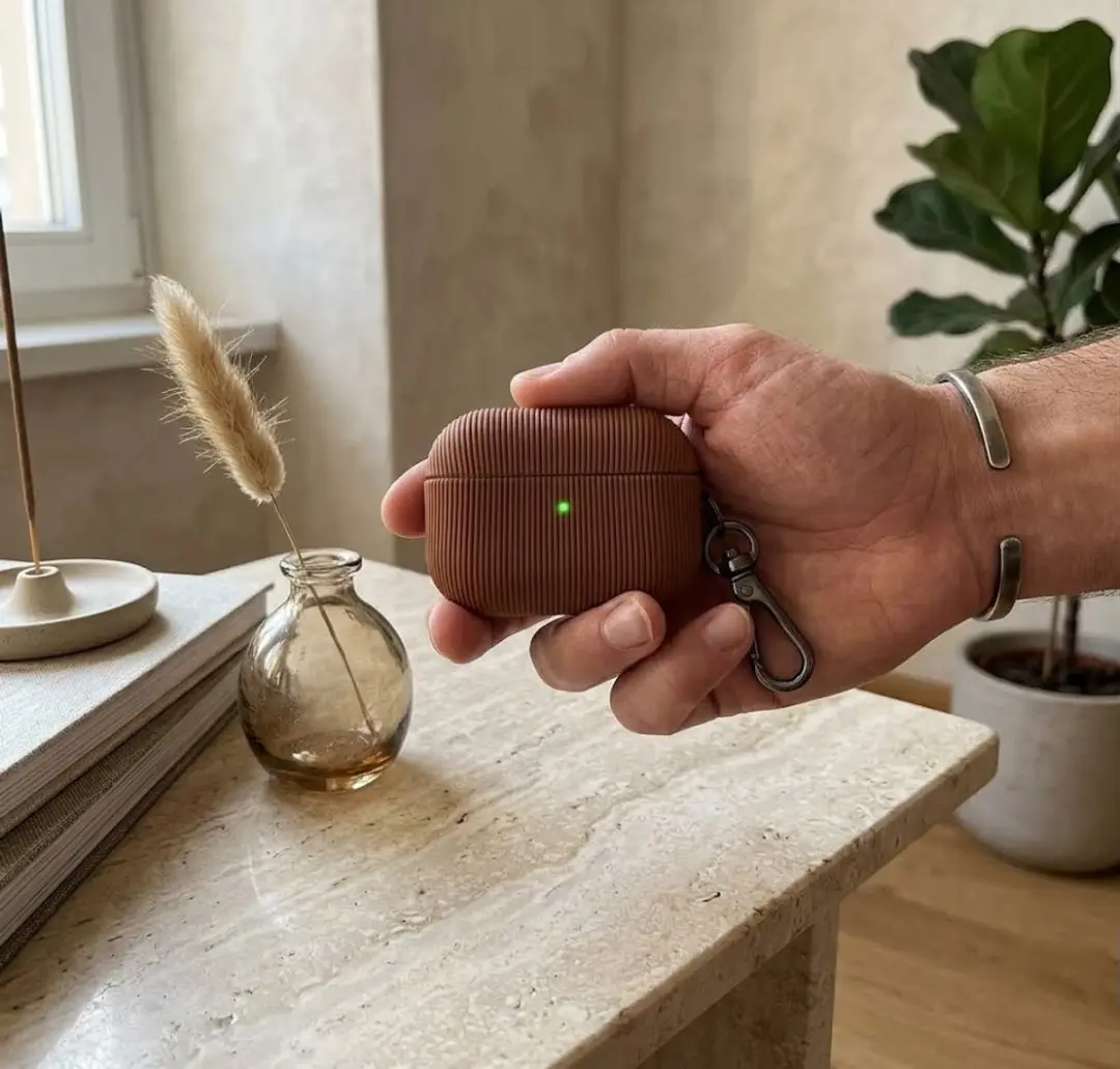 NUVEX Luxe Hoesje AirPods Pro 3 Vertical Stripe - Bruin