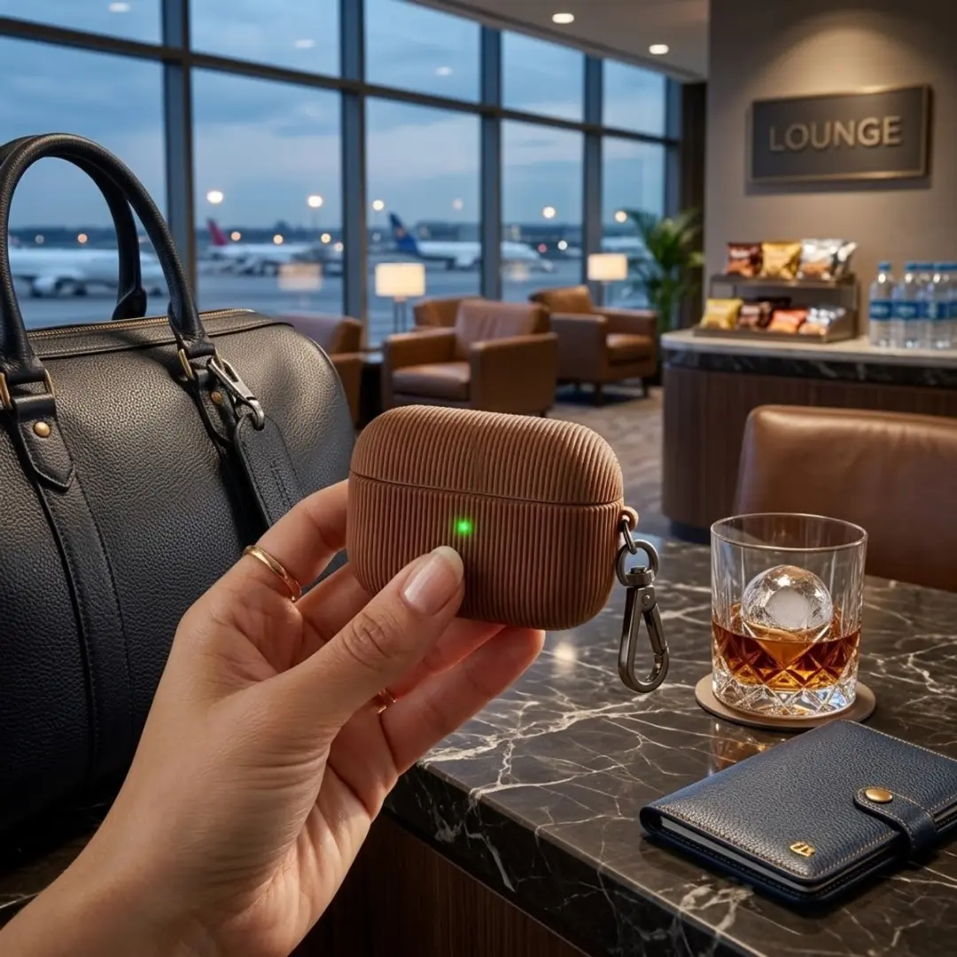 NUVEX Luxe Hoesje AirPods Pro 3 Vertical Stripe - Bruin