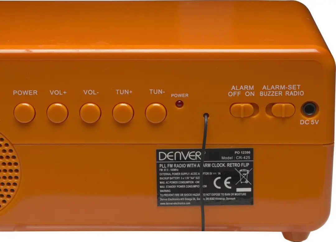 Denver CR-425 Retro Wekkerradio - FM - 2 Wektijden - Oranje - afbeelding 6 van 6