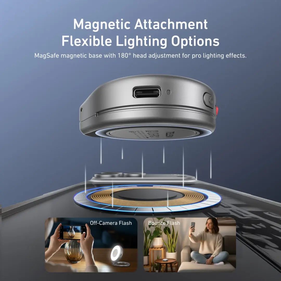 Telesin P5-BGD-17 Magnetische Ringlamp Smartphone - Titanium - afbeelding 3 van 6
