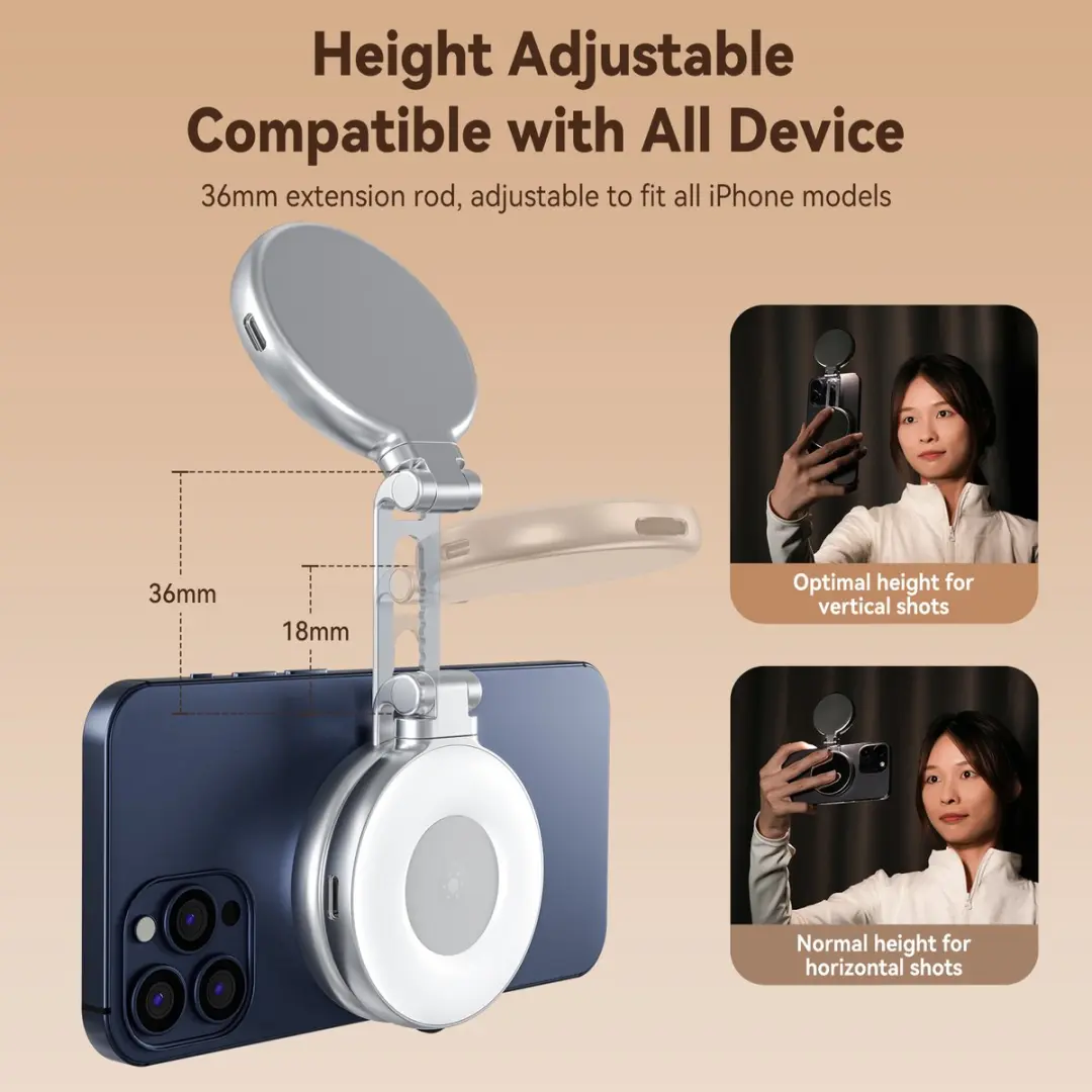 Telesin C03 Selfie Lamp - MagSafe 360° Zilver - afbeelding 3 van 6