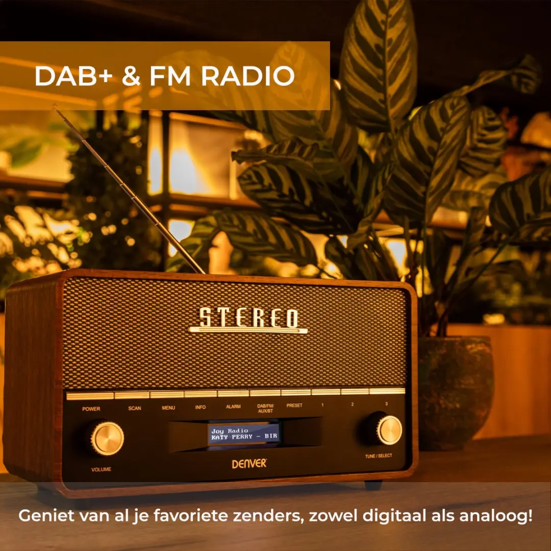 Denver DAB36XL Retro Radio - DAB+/FM - Bluetooth - Bruin