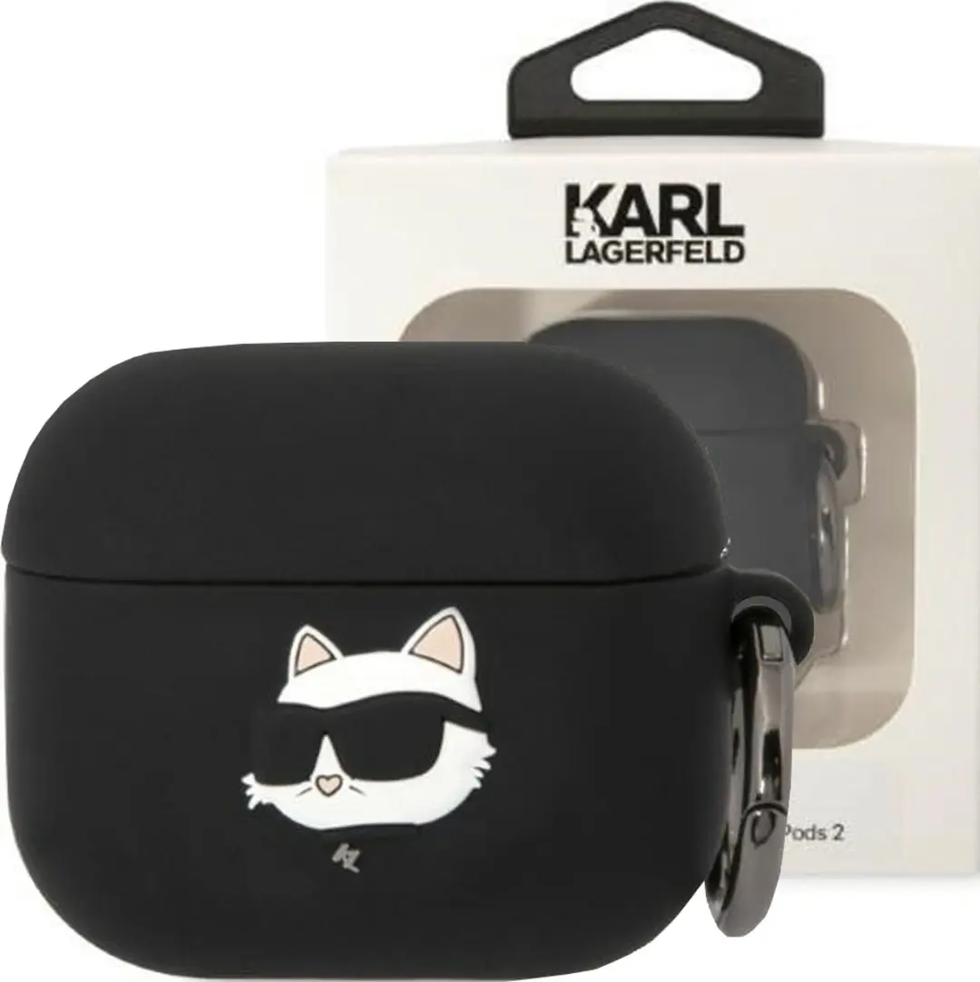 Karl Lagerfeld KLA3RUNCHK Siliconen AirPods 3 Hoes - Choupette 3D - Zwart