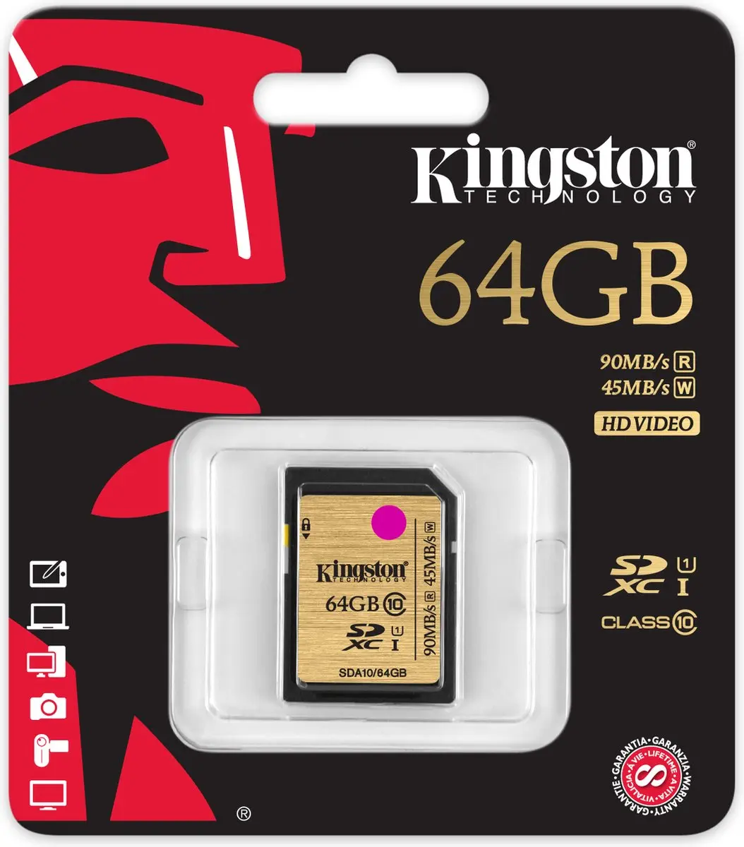 Kingston SDA10/64GB SDXC Geheugenkaart 64GB UHS-I - afbeelding 2 van 3