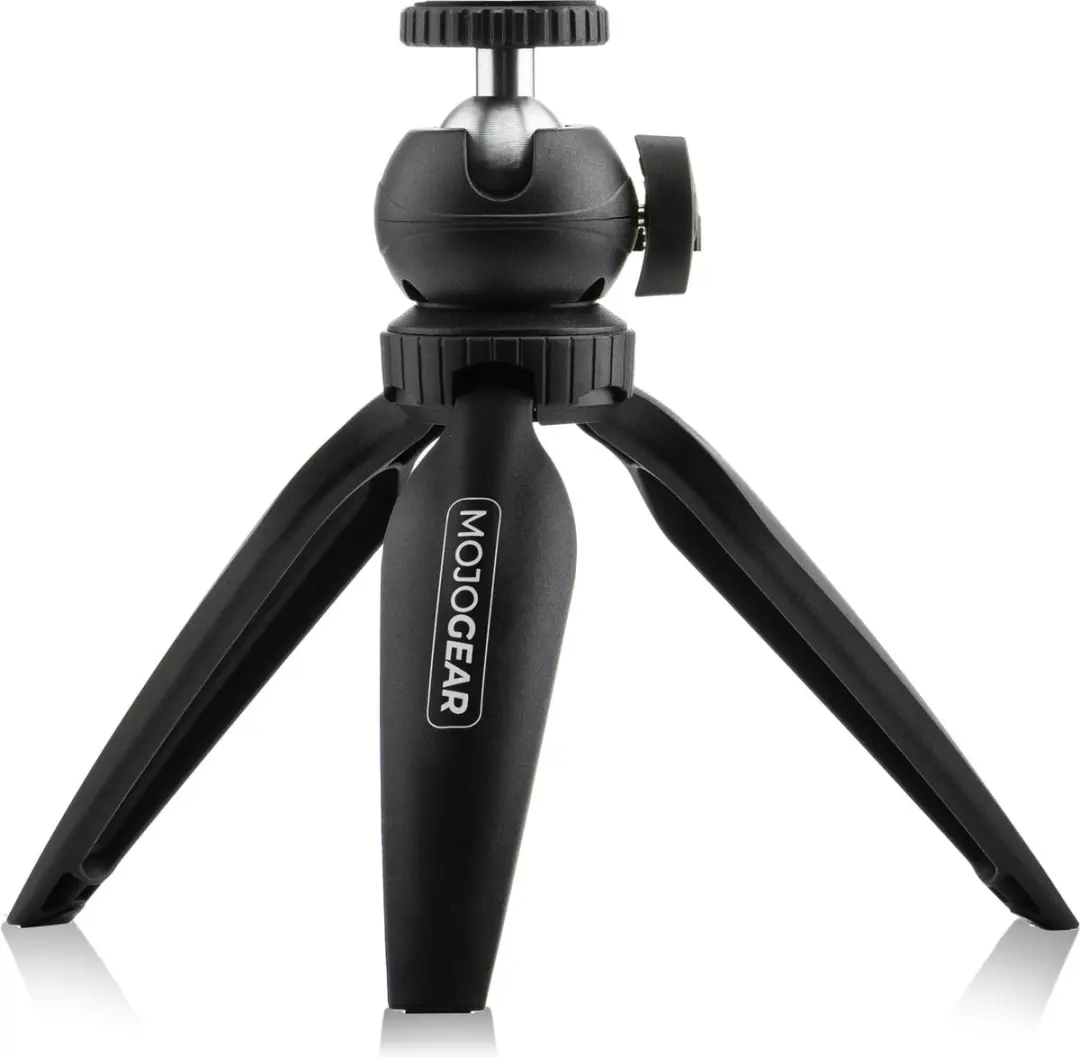 MOJOGEAR MG-27 Vlogset - Mini-statief met telefoonhouder, microfoon & lamp - Zwart