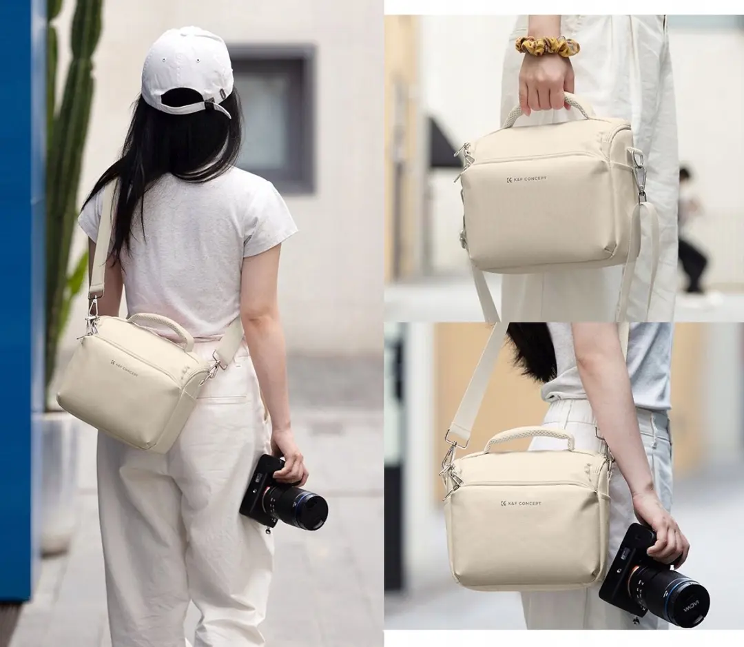 K&F Concept Cameratas Schoudertas Beige - Compactcamera