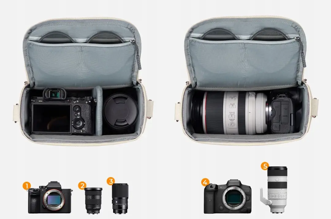 K&F Concept Cameratas Schoudertas Beige - Compactcamera