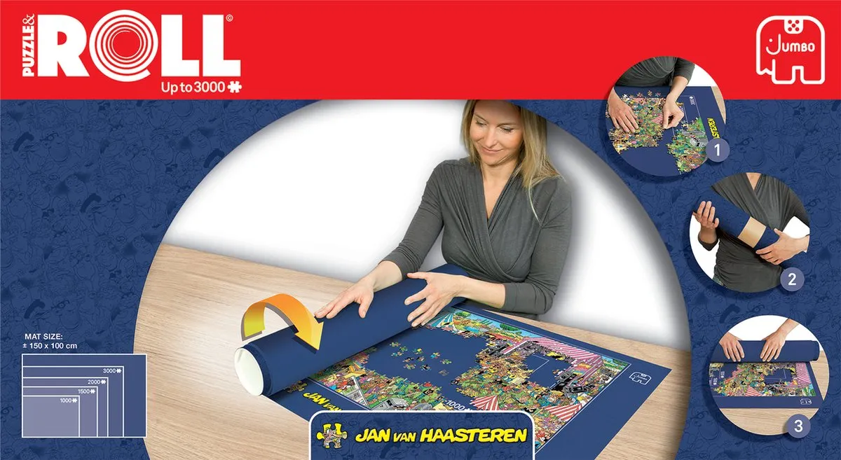 Jan van Haasteren - Puzzle & Rol - Puzzelmat - Tot 3000 stukjes – exclusief puzzel