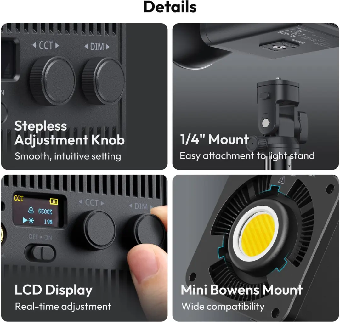 Ulanzi ML100Bi Bicolor Videolamp 100W - 6500K - Zwart