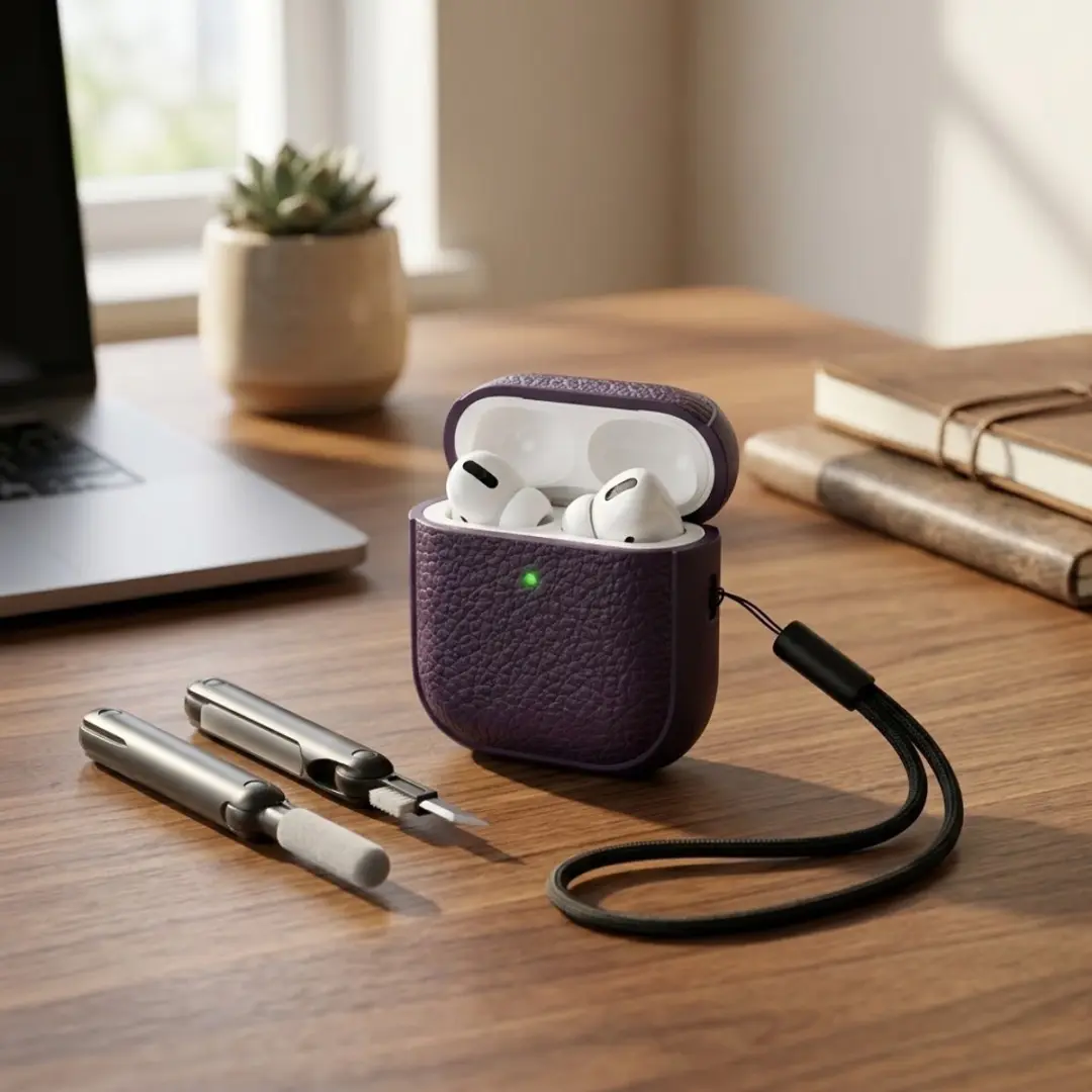 NUVEX Paars Hoesje AirPods Pro 2 - met Reinigingsset