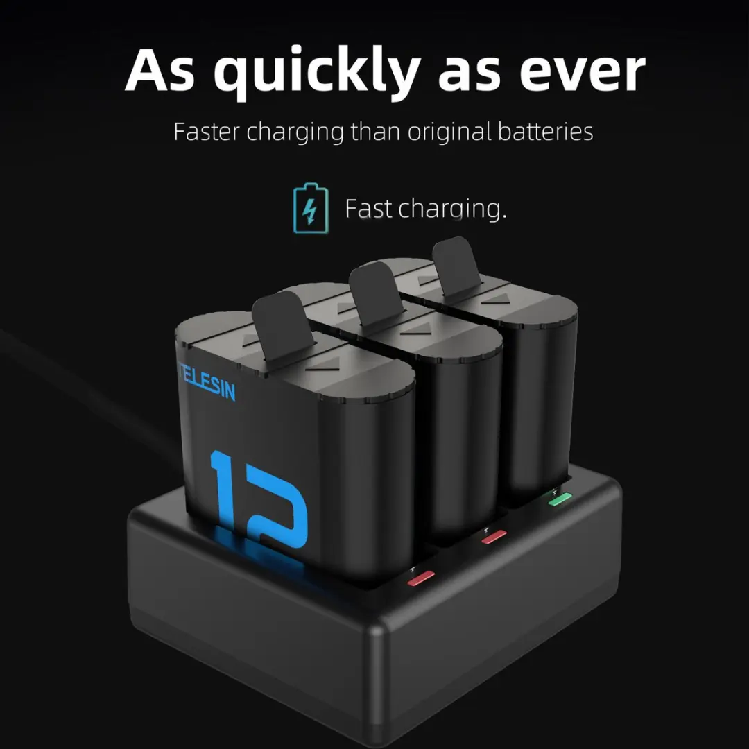 Telesin Double Arc Batterij 1720mAh - GoPro 9/10/11/12 - afbeelding 5 van 6