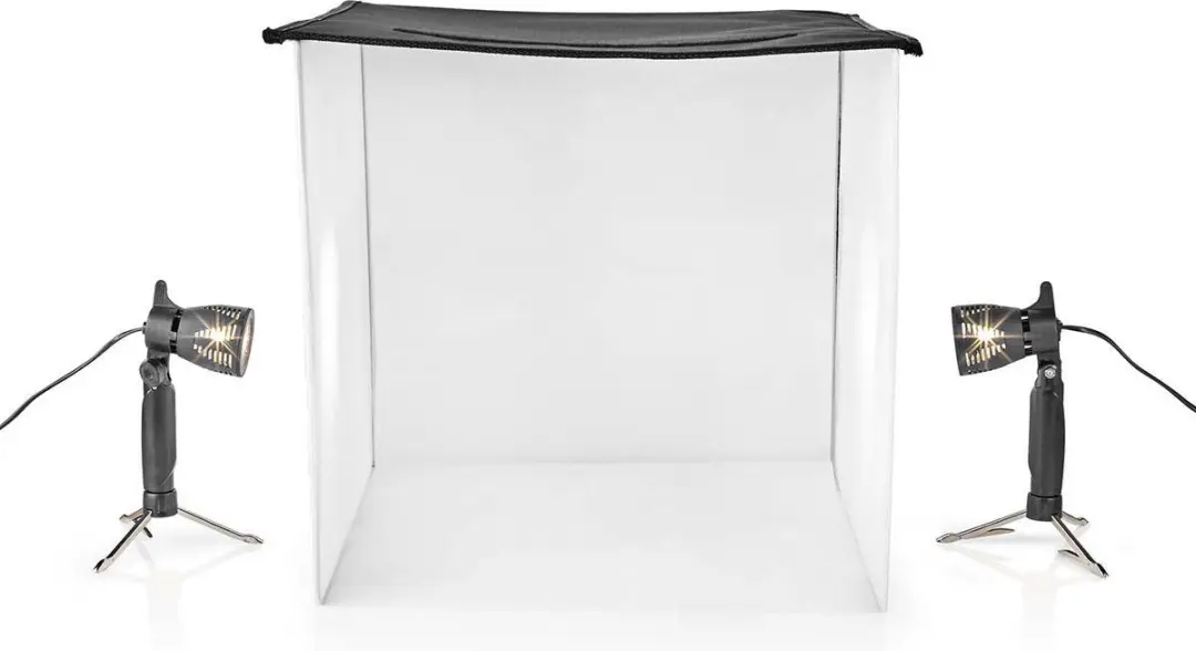 Nedis SKT012WT Fotostudioset 2x Lampen - 400lm - 4 Achtergronden - Zwart - afbeelding 3 van 6